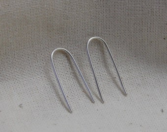 Recycled Sterling Silver Earrings, Handmade, Minimal, Line, Pull Through, Stud Earrings