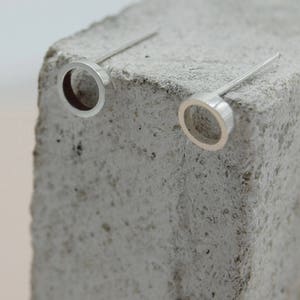 Sustainable Ethical Recycled Sterling Silver Stud Earrings, Minimal Circular Geometric Earrings, Simplicity, Dainty Mini Everyday Studs