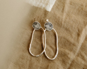 Recycled Sustainable Sterling Silver Molten Stem & Petal Hoops