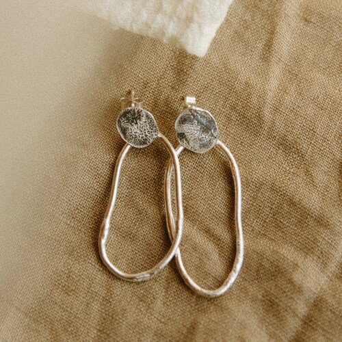 Recycled Sustainable Sterling Silver Molten Stem & Petal Hoops Etsy