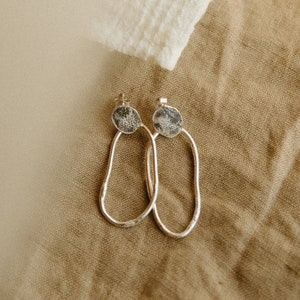 Recycled Sustainable Sterling Silver Molten Stem & Petal Hoops