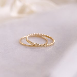 The Recycled Gold & Silver Minimal Pressed Flower Stacking Band Set - Everyday Stacking Band Ring, Handmade.