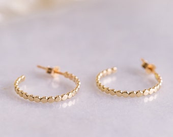 The Recycled Gold and Silver Pressed Stem Stacking Hoop Earrings - Everyday Earrings, Handmade.