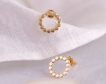 The Recycled Gold and Silver Mini Pressed Petal Studs - Everyday Earrings