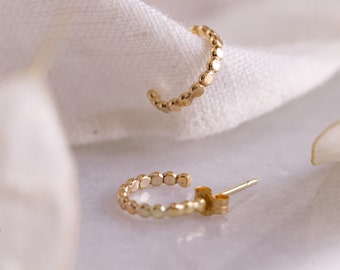 The Recycled Gold and Silver Mini Pressed Stem Stacking Hoop Earrings - Everyday Earrings, Handmade.
