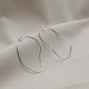 Recycled eco sterling silver abstract hoop earrings, wavy hoop earrings, elegant, gift, minimal, modernist