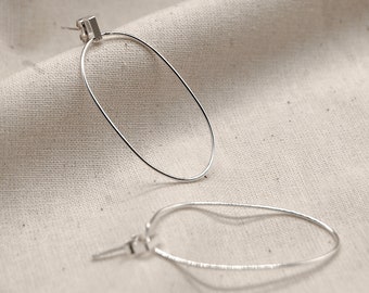 Recycled Silver Earrings, Geometric shape, Small Hoop Style, Handmade, Minimal, Contemporary, Everyday Studs, Gift, Organic Shape