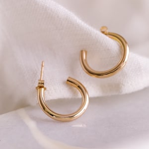 The Recycled Gold and Silver Chunky Huggie Hoops Studs - Everyday Earrings