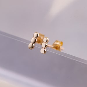 The Recycled Gold and Silver Mini Pressed Stem Studs - Everyday Earrings