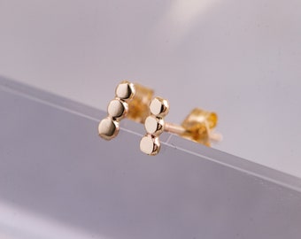 The Recycled Gold and Silver Mini Pressed Stem Studs - Everyday Earrings