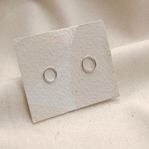 Sustainable Ethical Recycled Sterling Silver Stud Earrings, Minimal Circular Geometric Earrings, Simplicity, Dainty Mini Everyday Studs image 3