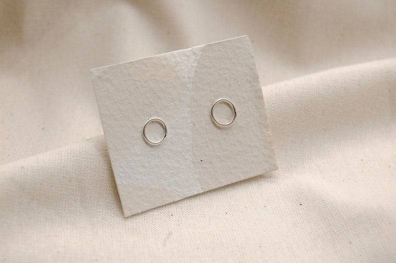 Sustainable Ethical Recycled Sterling Silver Stud Earrings, Minimal Circular Geometric Earrings, Simplicity, Dainty Mini Everyday Studs image 3