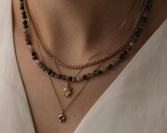 Athena Agate Beaded Stacking Necklace
