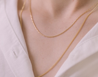 The Recycled Gold & Silver Stacking Curb Chain - Everyday Necklace, Handmade.
