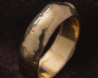 Athena Molten Textured Affirmation Court Ring - Wedding Band