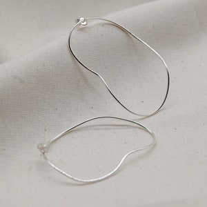 Recycled eco sterling silver abstract hoop earrings, wavy hoop earrings, elegant, gift, minimal, modernist image 2