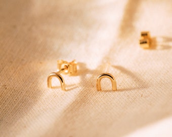 The Recycled Solid Gold Half Moon Studs