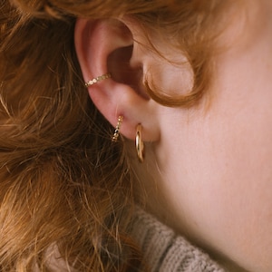 The Recycled Gold and Silver Mini Pressed Stem Ear Cuff  - Everyday Earring, Handmade.