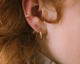 The Recycled Gold and Silver Mini Pressed Stem Ear Cuff  - Everyday Earring, Handmade.