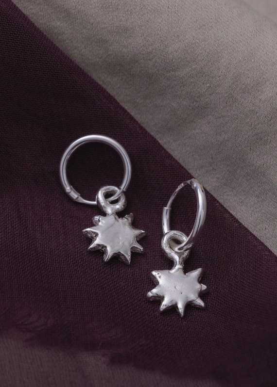 Mini Athena Star Charm Infinity Hoop Earrings - Etsy