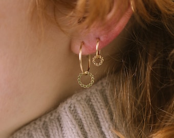 The Recycled Gold and Silver Stacking Floral Charm Hoops