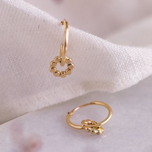 The Recycled Gold and Silver Mini Stacking Floral Charm Hoops