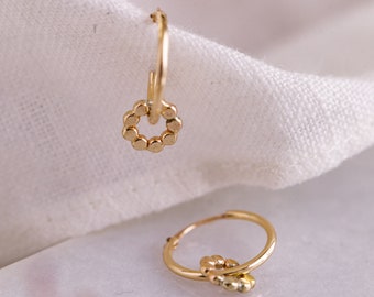 The Recycled Gold and Silver Mini Stacking Floral Charm Hoops