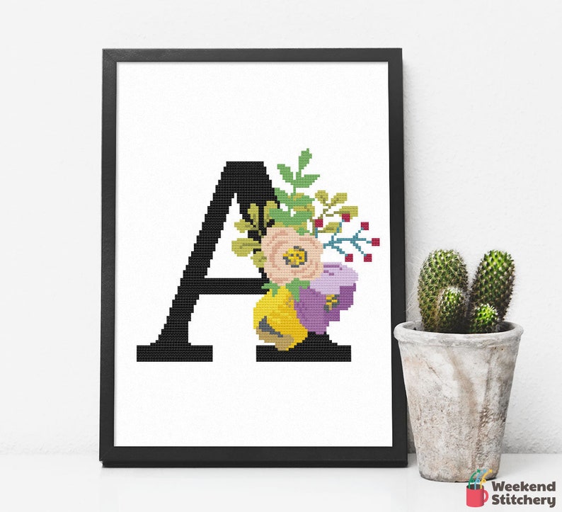 Monogram A Cross Stitch Pattern PDF