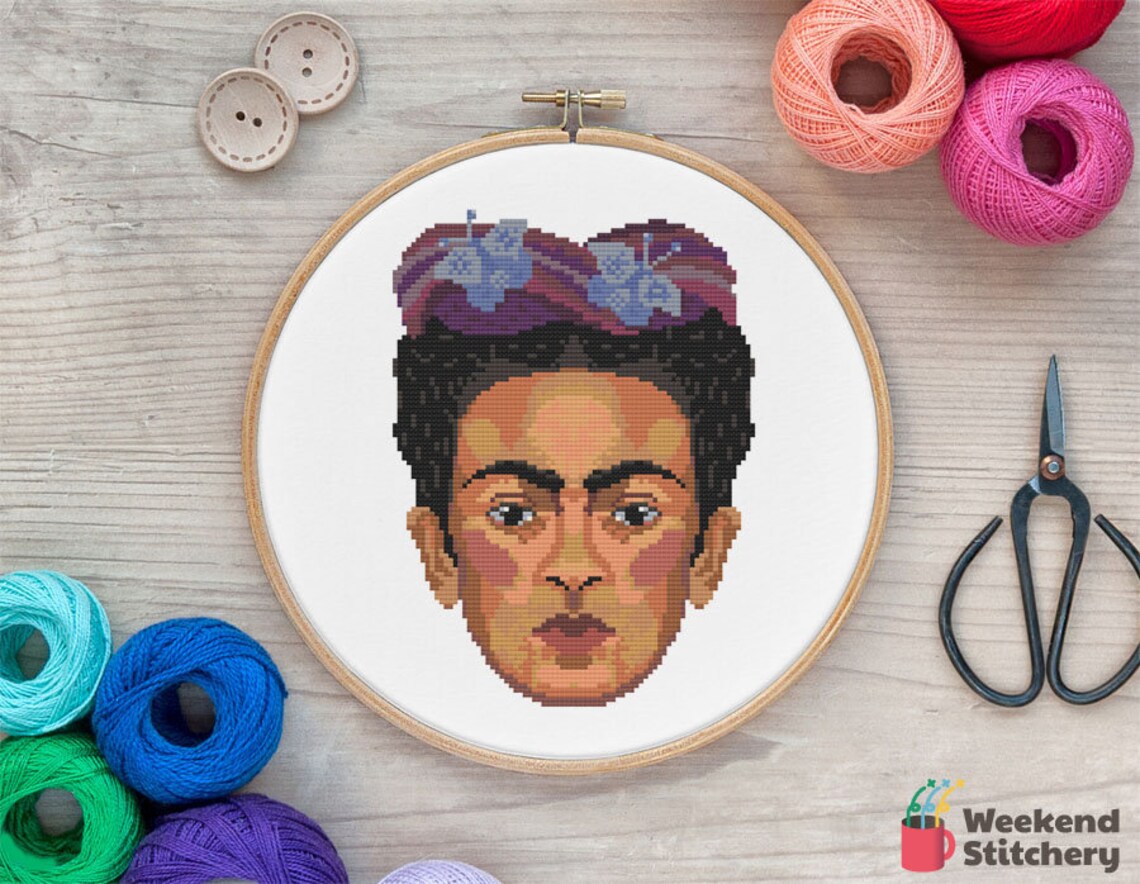Frida Kahlo Modern Cross Stitch Pattern PDF | Etsy