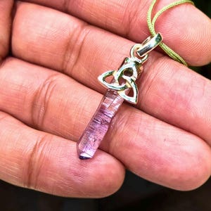 Vera Cruz Amethyst Pencil Pendant: Celtic Sterling Silver Spiritual Jewelry