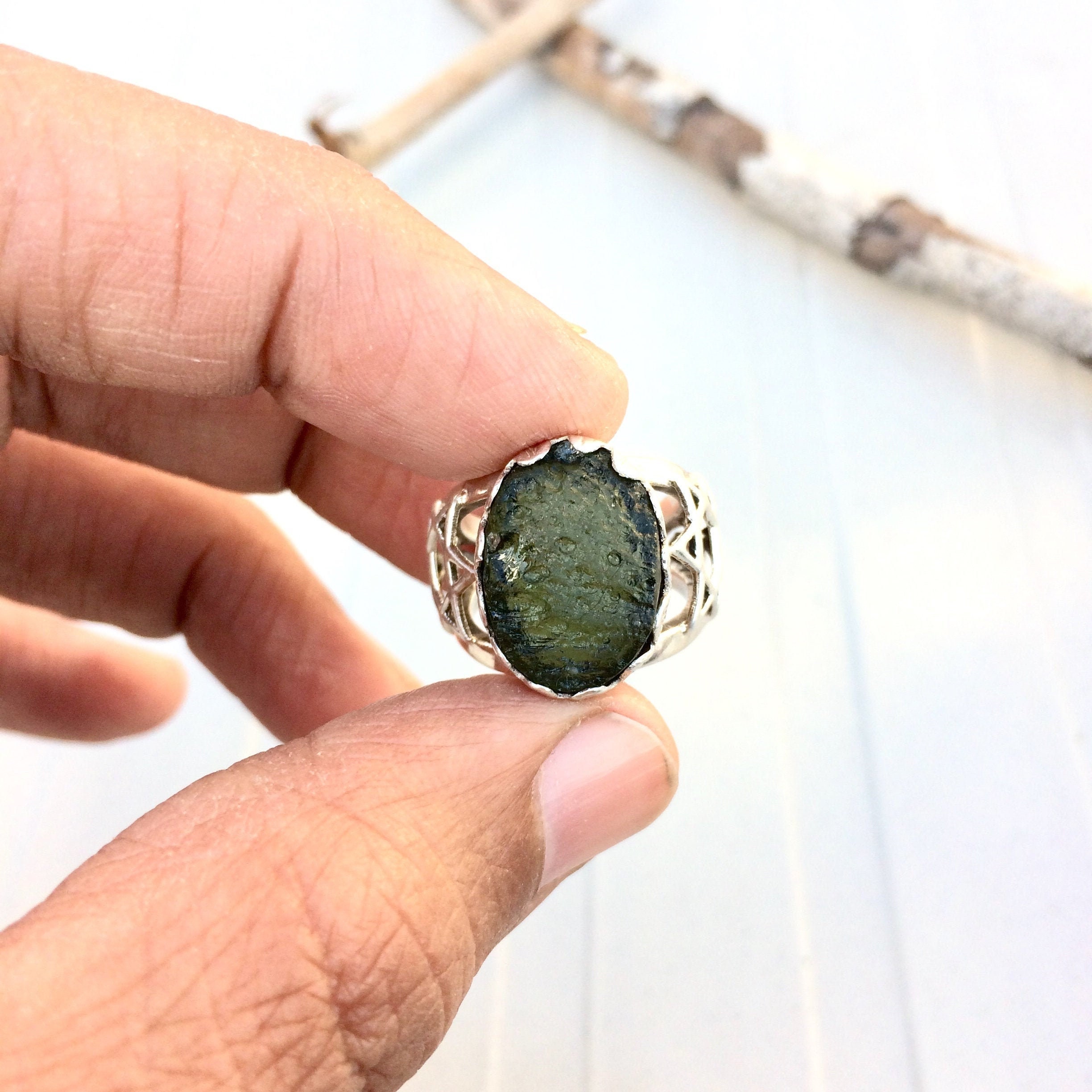 Moldavite 925 ring size 5.25 moldavite ring real moldavite Etsy