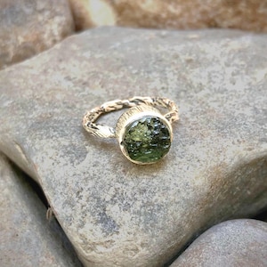 Sterling Silver Moldavite Ring, Size 7.00, Handmade