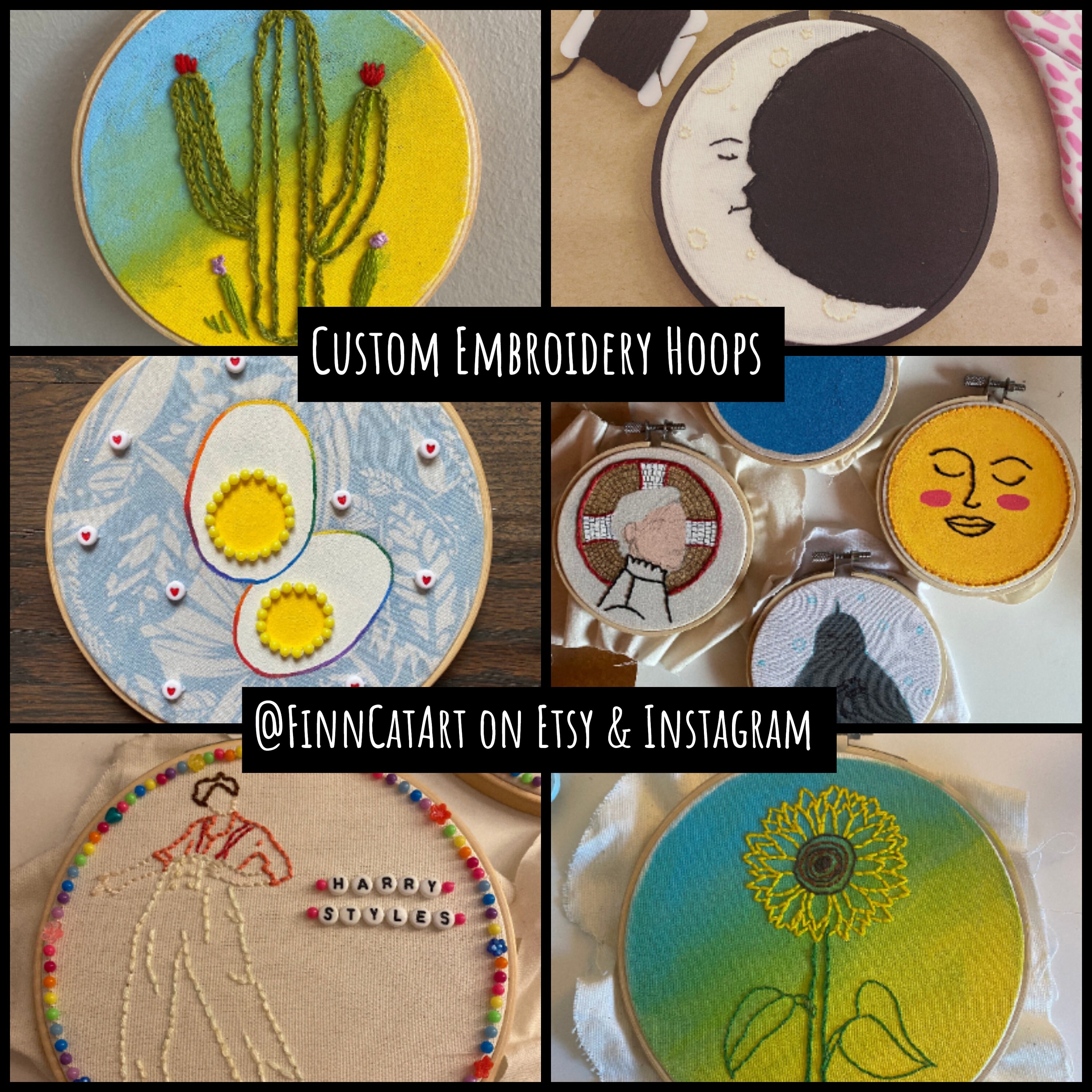 Custom Embroidery Hoop Design 4 or 6 Inch 