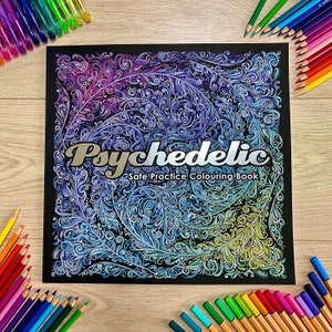 Psychedelic Colouring & Guide Book - Adult Coloring, Stoner, Trippy, Detailed, Relaxing, Mushroom art