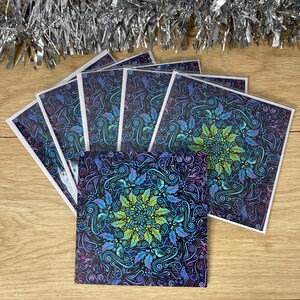 Confezione da 5 biglietti di Natale psichedelici, trippy, biglietti di auguri, arte natalizia