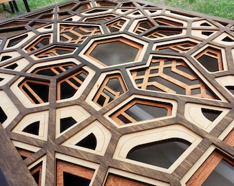 Extra Large Decorative Wall Panel - Multi Layer (Laser Cut Geometric Wall Art) 42 inch x 30 inch.  Ready to Hang!