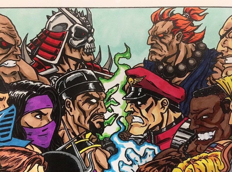 Mortal Kombat VS Street Fighter 11x17 fine art print | Etsy