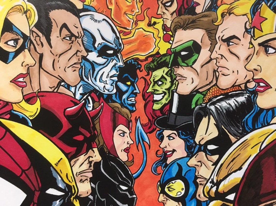 Marvel Vs DC Heroes - 11x17 Fine Art Print - Etsy