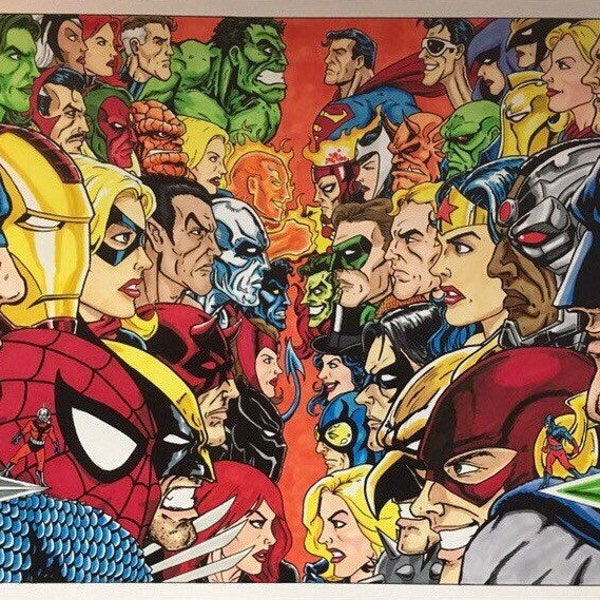 Marvel vs DC Heroes - 11x17 Fine Art Print