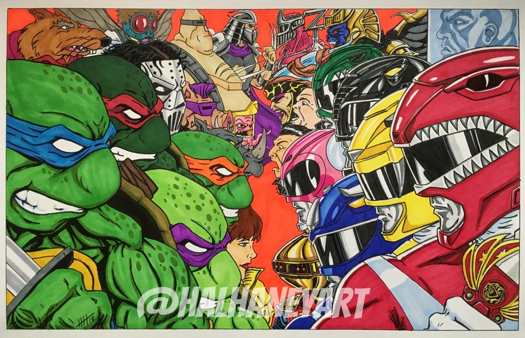 Turttle Ranger Turtles Vs Rangers - 11x17 Fine Art Print - Etsy