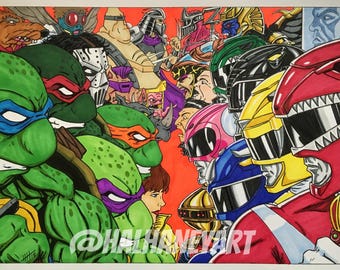 Turtles vs Rangers - 11x17 Fine Art Print