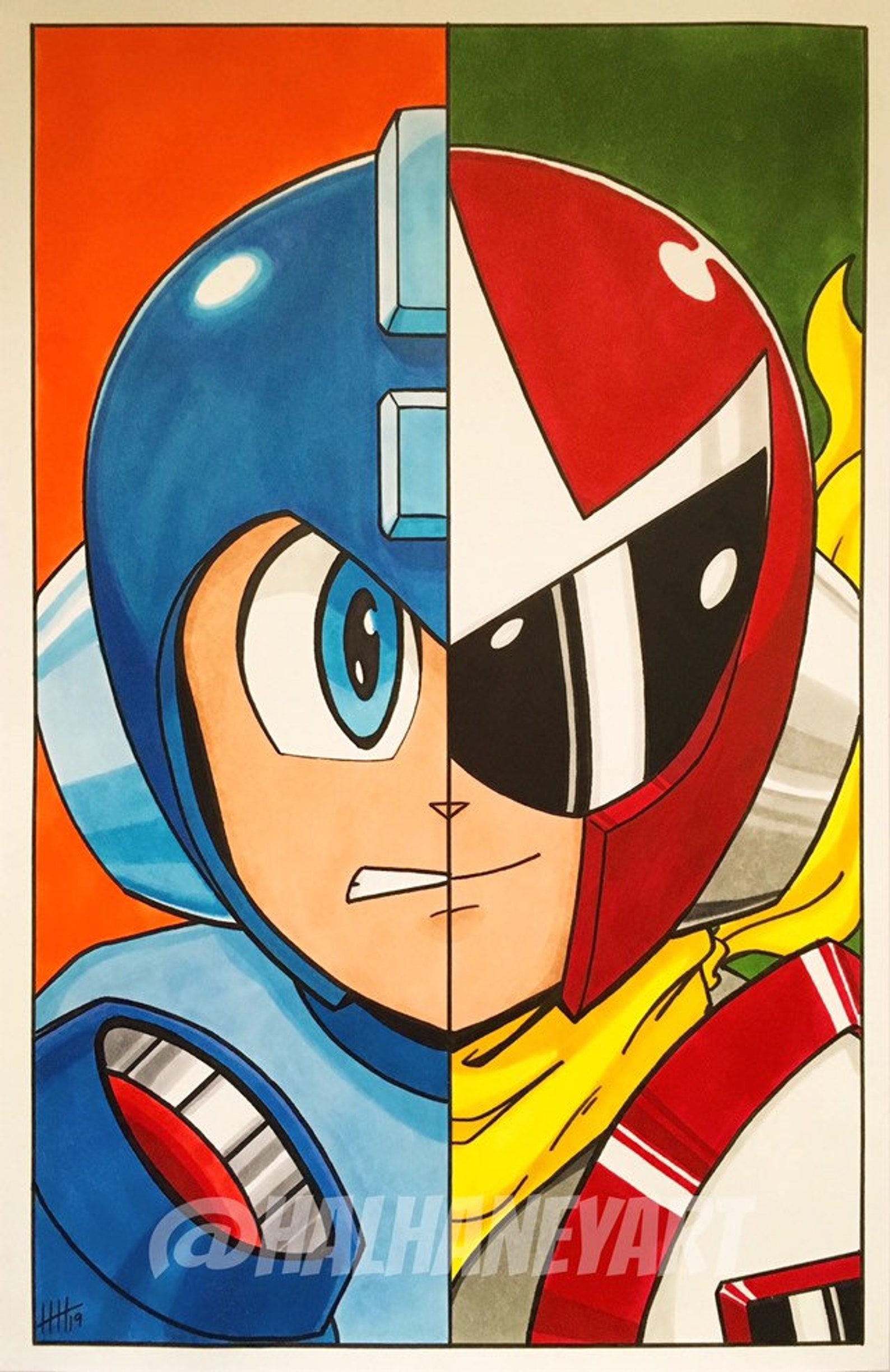 Mega Man/proto Man 11x17 Fine Art Print Etsy