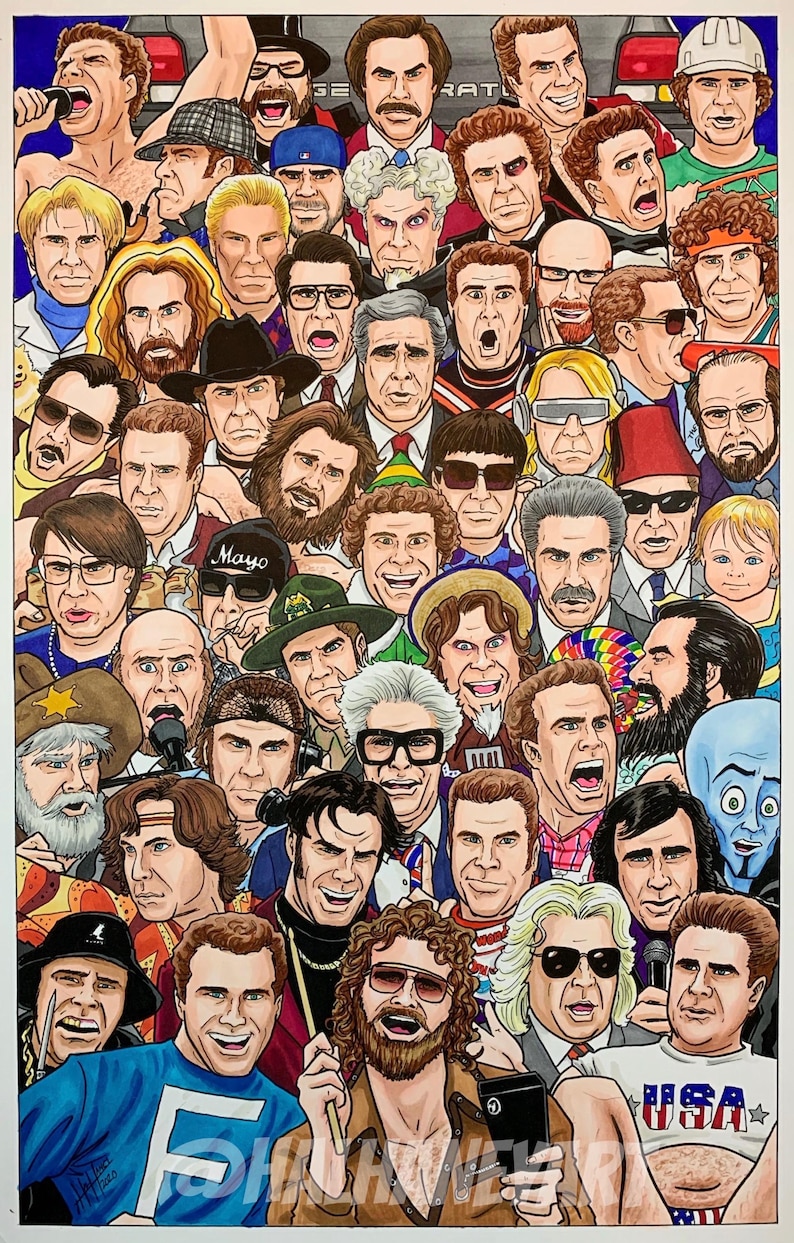 Will Ferrell Collage T-shirt - Etsy