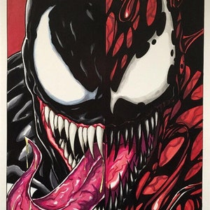 Venom/Carnage Split Portrait 11x17 Fine Art Print image 1