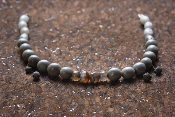 Pure Simple Grey Agate Necklace With 