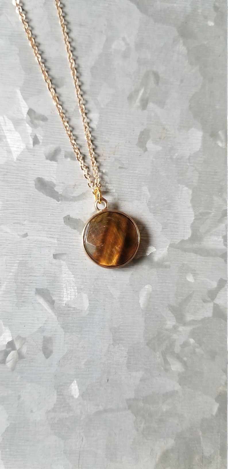tiger eye agate moss or unakite faceted aventurine Golden pink quartz pendant necklaces