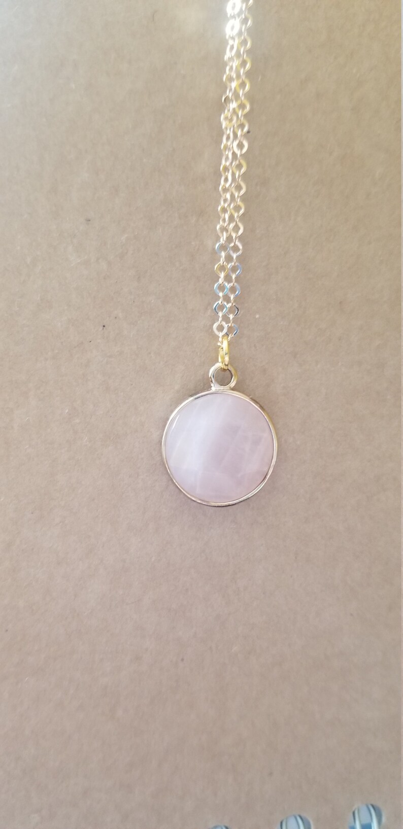 tiger eye agate moss or unakite faceted aventurine Golden pink quartz pendant necklaces
