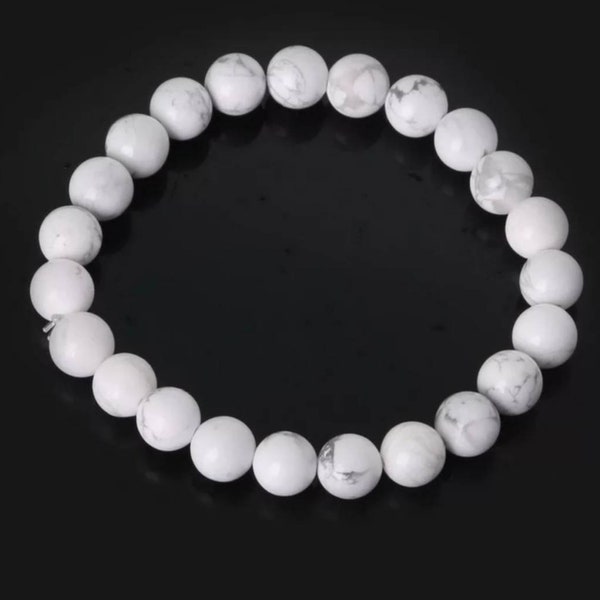 Bracelet en howlite blanche