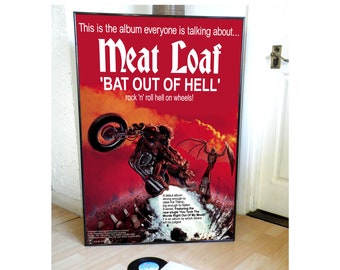 CARTEL promocional MEATLOAF Bat Out Of Hell, pop, rock, jazz, metal, hip hop, soul, country, disco, punk, glam,bowie,slade,theatre,jim steinman