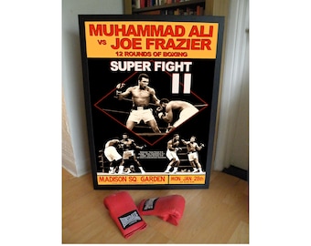 Muhammad Ali v Joe Frazier Plakat, Super Fight 2 Poster, Boxen, Schwergewicht, WBA, WBC, Foreman, Kampf, HBO, Lewis, Tyson, Holyfield
